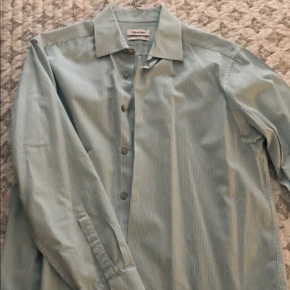 Calvin Klein blue lines slim fit dress shirt